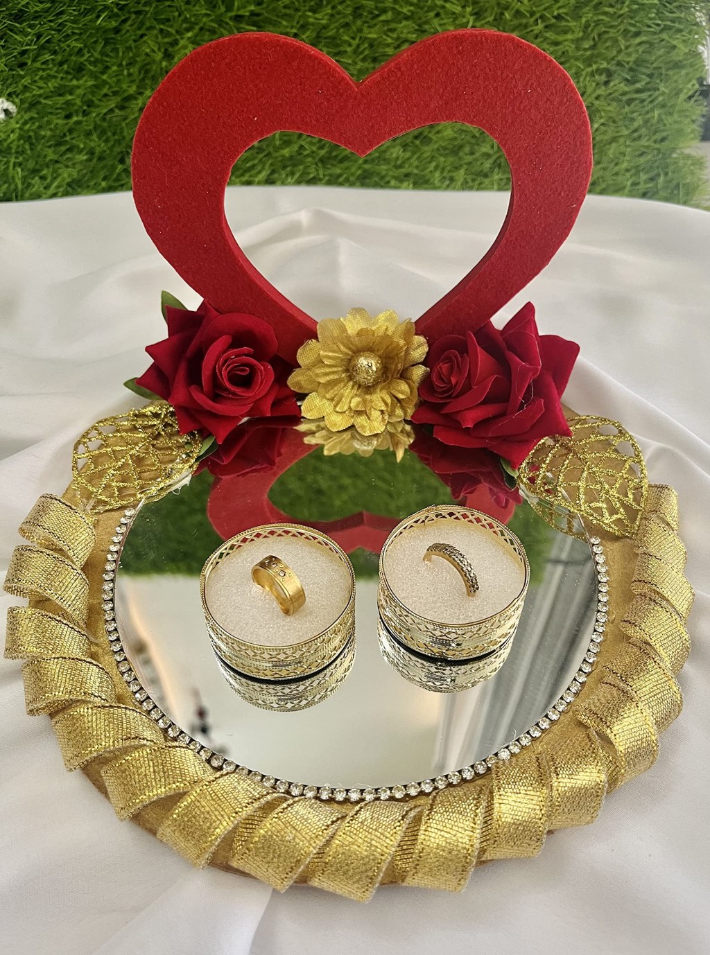 creative decorative plate - Buy Creative Handicraft Engagement Ring Platter for Ring Ceremony