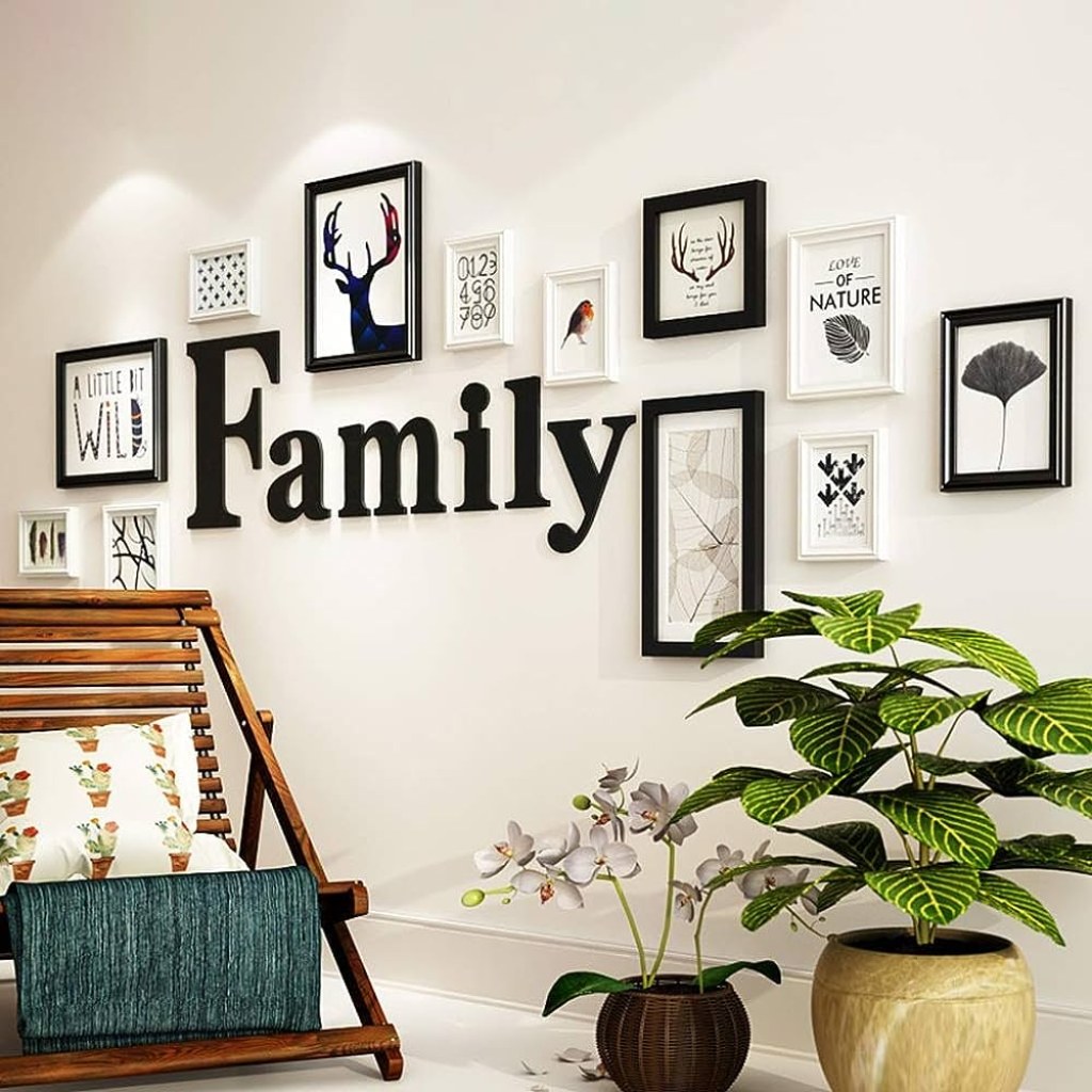 creative decor set - Collage Photo Frame Collage Solid Wood Creative Restaurant Background Wall  Decoration, Set of , Ornament Accessories, Family