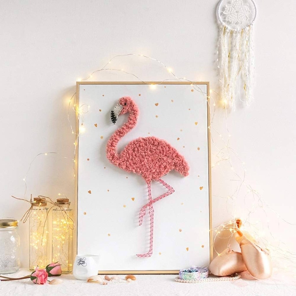 gfftyx string art kit creative flamingo decoration wrap string sign kit dream catcher style suitable for beginners diy craft lovers mother s day