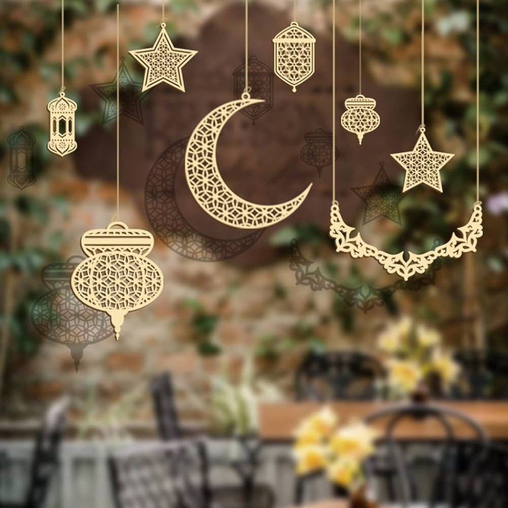 creative eid decor - Pieces Eid Mubarak Decoration Hanging Ornaments Pendant Muslim Ramadan  Ruzi Lesser Kareem Eid Bairam Wooden Balls DIY Craft Moon Star Islamic Eid